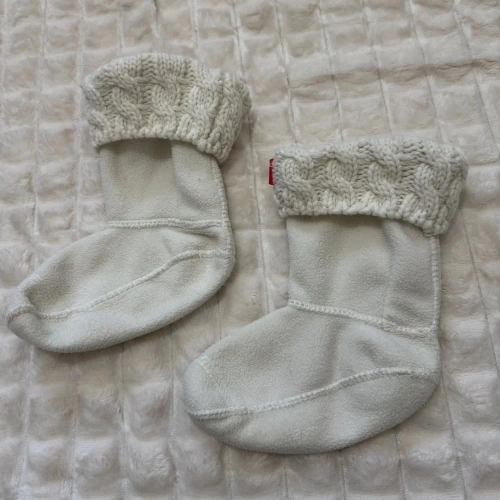 Hunter Youth Small Ivory Cable Knit Fleece Boot Socks ~ Base Layer Inserts